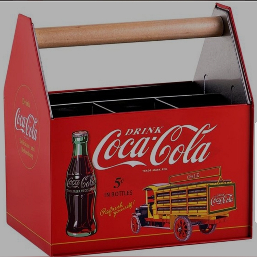 Coca-cola Tin Napkin and Utensil Caddy